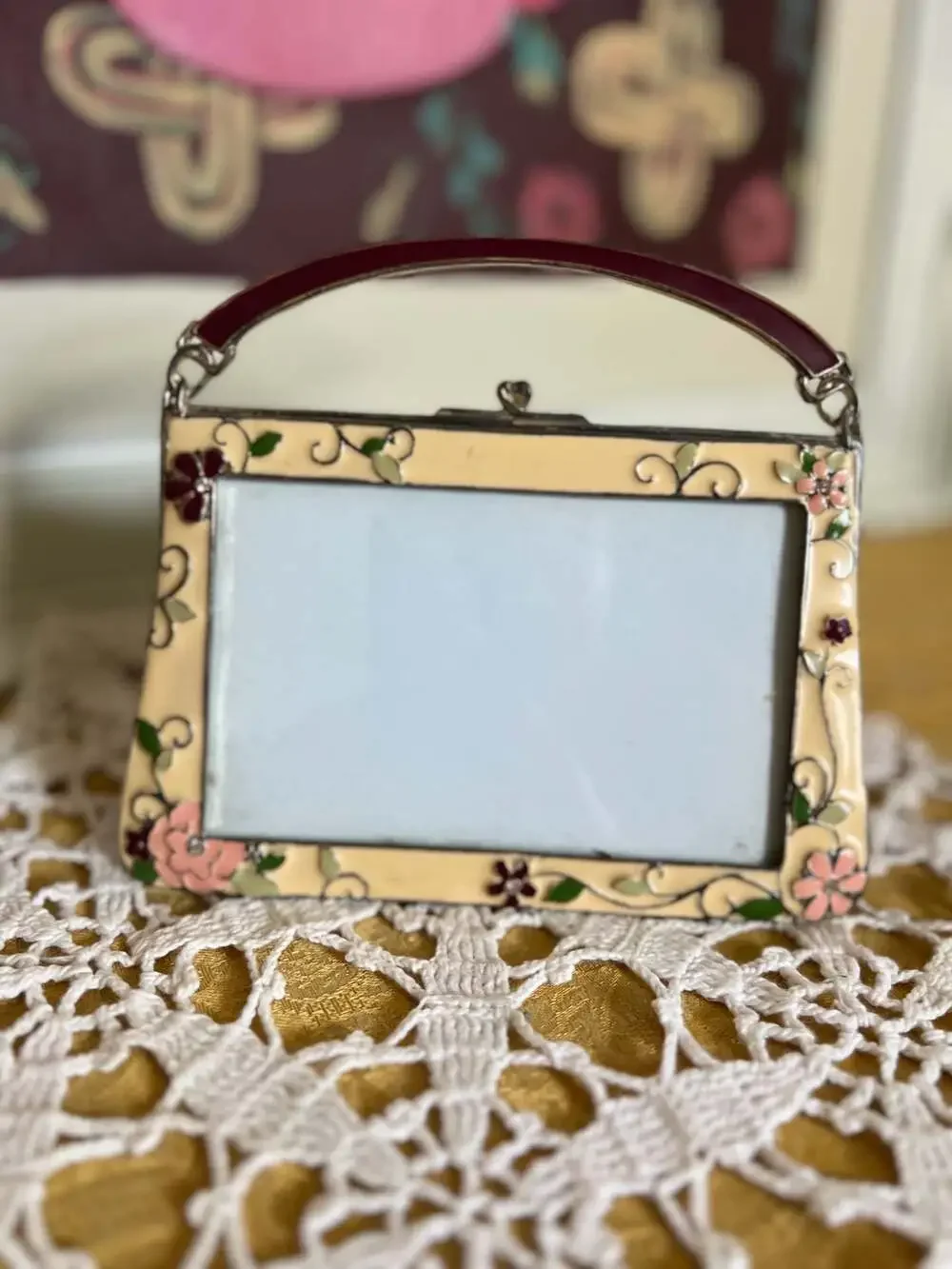 Sheffield Home Enameled Floral Purse-Style Picture Frame